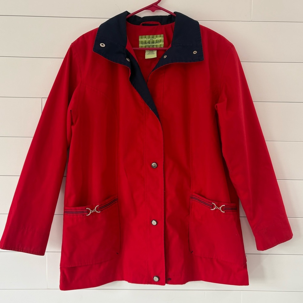 Mackintosh New England Red Navy Jacket Women's Medium Equestrian Style‎ Coat